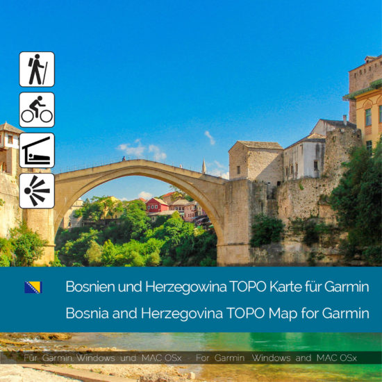 Bosnien und Herzegowina Topo Karte für Garmin
